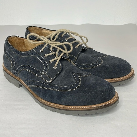 Nordstrom 1901 Blue Suede Brogue Wingtip Oxfords Size 11 - Picture 1 of 7